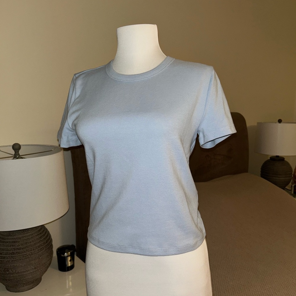 NWT Aritzia Sunday Best Little Ribbed T-Shirt Size Medium in Dew Blue